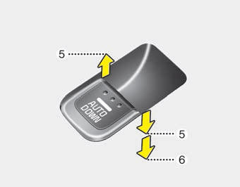 Kia Carnival: Power windows. Pressing the power window switch momentarily to the second detent position (6)