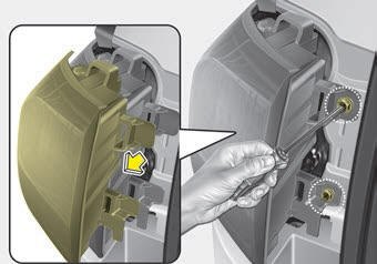 Kia Carnival: Rear combination lamp bulb replacement. 1. Open the tailgate.