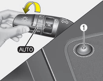 Kia Carnival: Position & Tail light. When the light switch is in the AUTO light position, the taillights and headlights