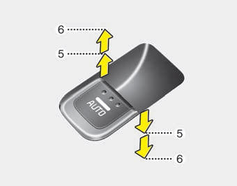 Kia Carnival: Power windows. Pressing or pulling up the power window switch momentarily to the second detent