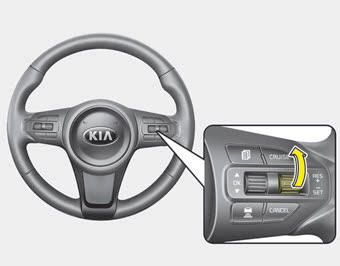 Kia Carnival: To increase cruise control set speed. Follow either of these procedures: